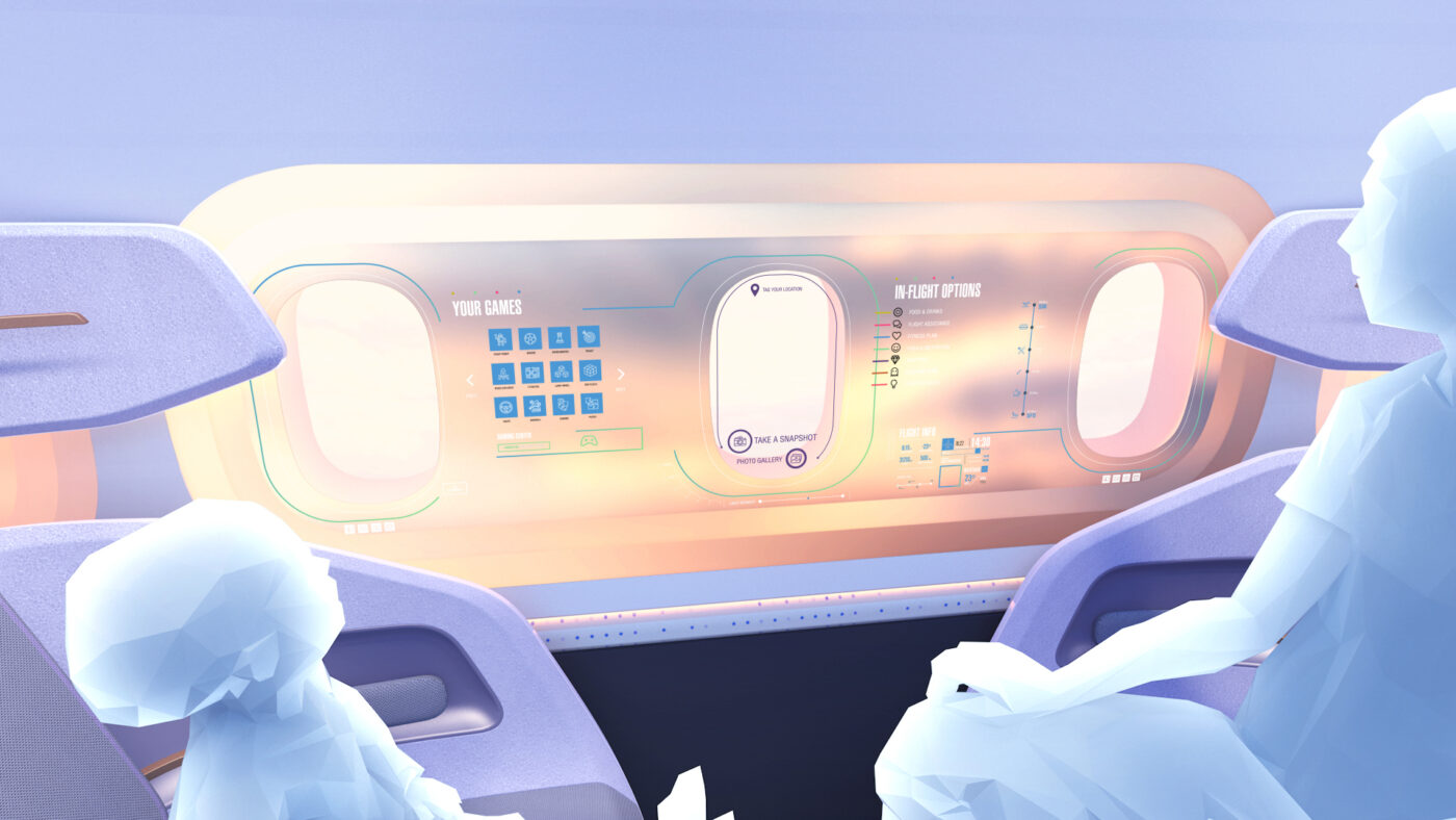 BLYNK Videoagentue Airbus_Concept Cabin 2030 Fenster im Flugzeug