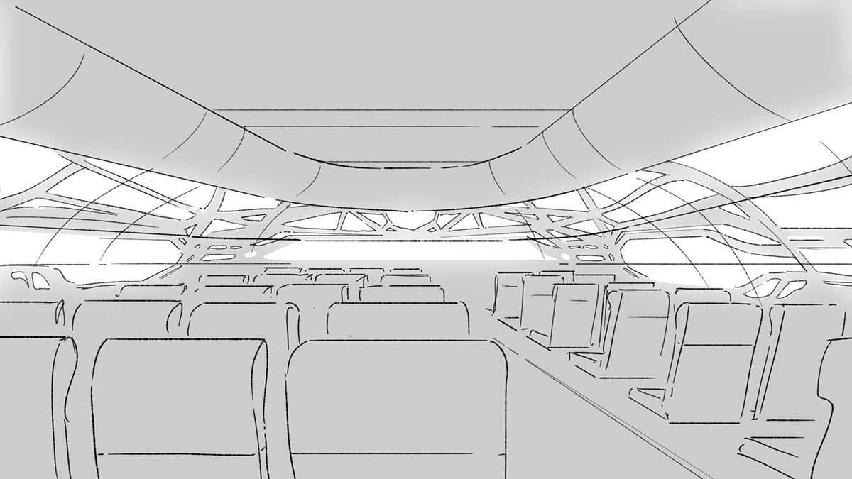 BLYNK Videoagentue Airbus_Concept Cabin 2030 First Class Flugzeug Storyboard