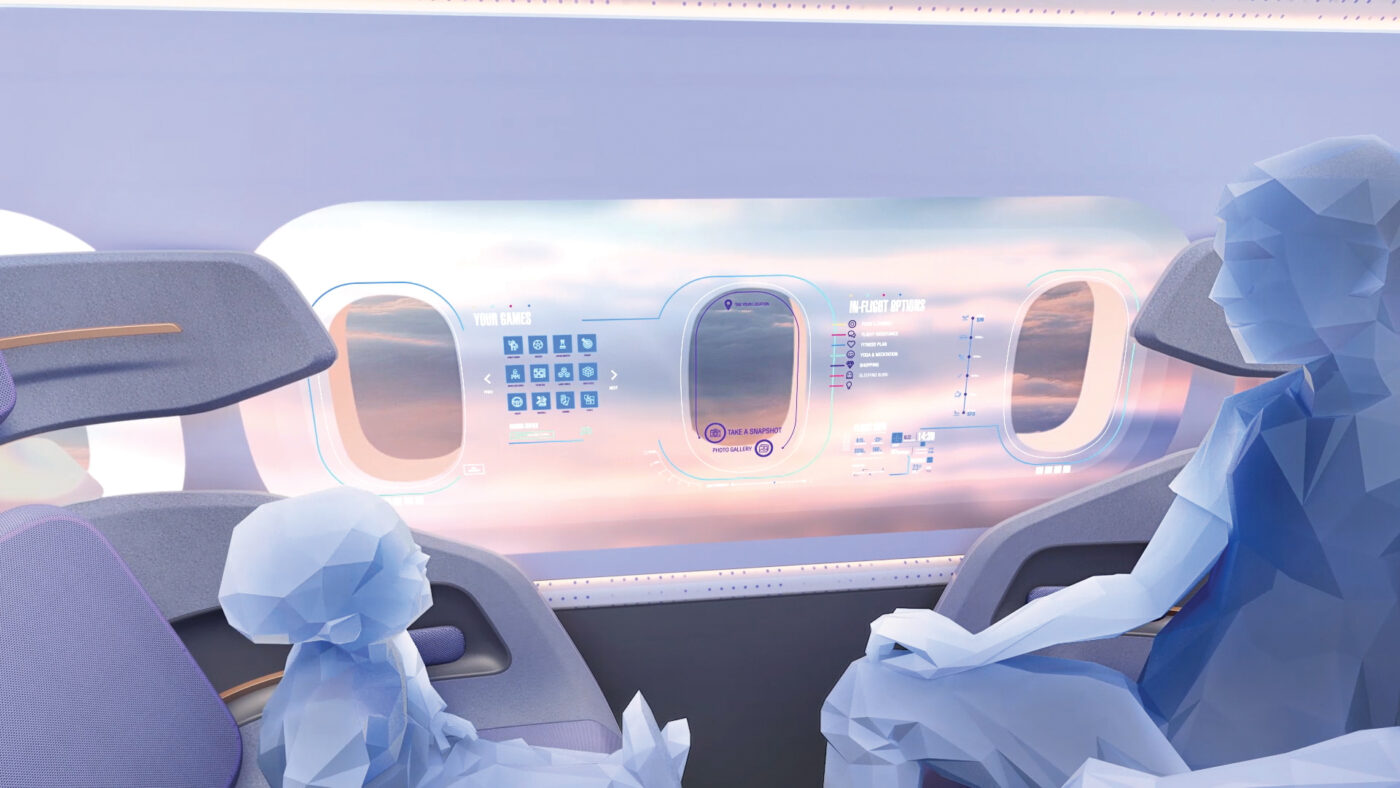 BLYNK Videoagentue Airbus_Concept Cabin 2030 Fenster im Flugzeug